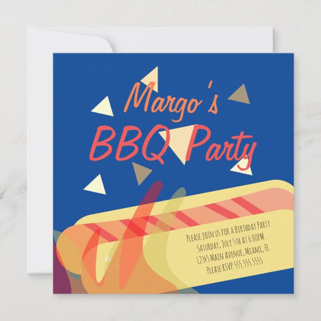 Hotdog Cookout BBQ Birthday Party Invitation (Front)