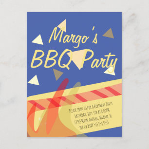 Hotdog Cookout BBQ Birthday Party Invitation Postc Postcard