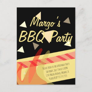 Hotdog Cookout BBQ Birthday Party Invitation Postcard