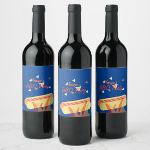 Hotdog Cookout BBQ Birthday Party Wine Label