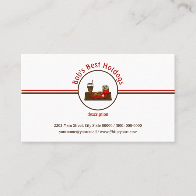 Hotdog Diner Fast Food Restaurant Logo Business Card (Front)