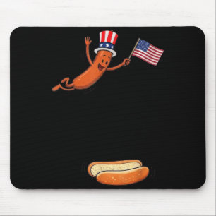 Hotdog Dive Hot Dog Jumping Into Bun Sausage Bbq Mouse Pad