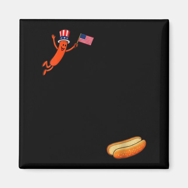 Hotdog Dom Dive Funny Uncle Sam Hot Dog Jumping Magnet (Front)