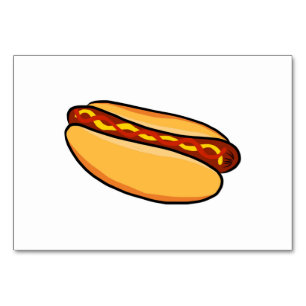 HotDog Hot Dog Juicy Yummy Sausage Warm Buns Art Table Number