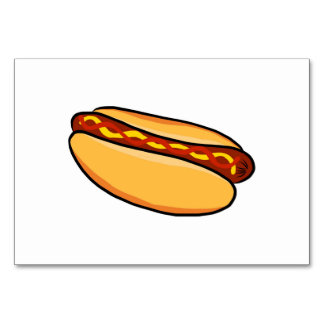 HotDog Hot Dog Juicy Yummy Sausage Warm Buns Art Table Number