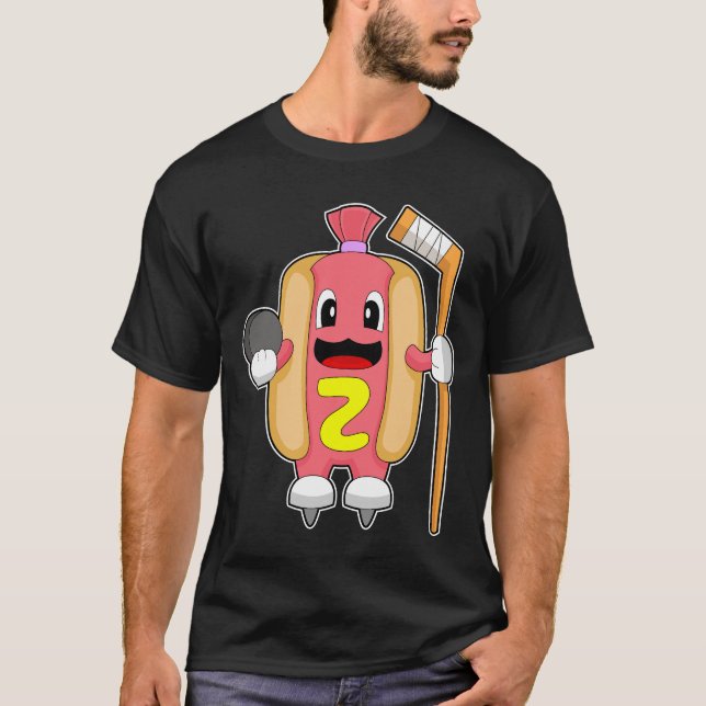 Hotdog Ice hockey Ice hockey stick T-Shirt (Front)