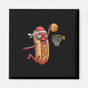 Hotdog In Bread Roll Playing Bysketbyll Sports Pla Magnet