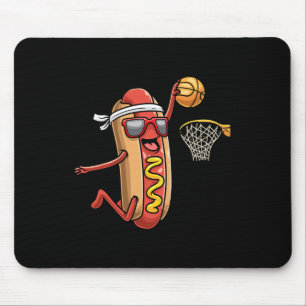 Hotdog In Bread Roll Playing Bysketbyll Sports Pla Mouse Pad