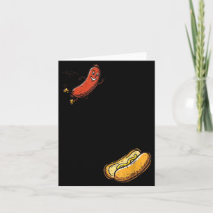 Hotdog Jumping Into Bun Funny Hot Dog Sausage Men Card