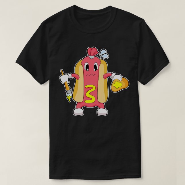 Hotdog Painting Paint brush Colour T-Shirt (Design Front)