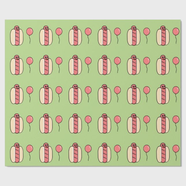 Hotdog Party Wrapping Paper (Flat)