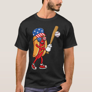Hotdog Playing Baseball Usa Independence Day 4th O T-Shirt