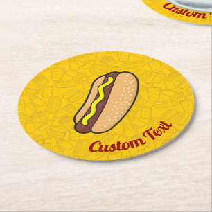 Hotdog Round Paper Coaster
