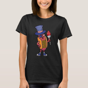 Hotdog Sunglasses American Flag USA Funny 4th Of J T-Shirt