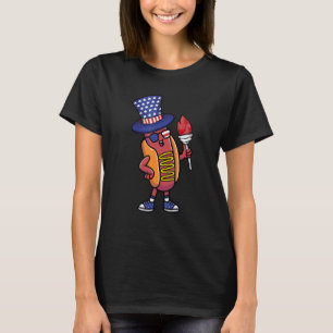 Hotdog Sunglasses American Flag USA Funny 4th Of J T-Shirt