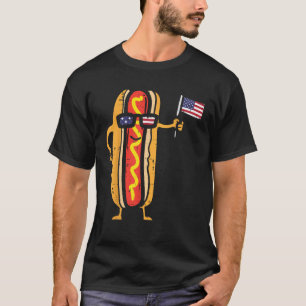 Hotdog Sunglasses American Flag USA Funny 4th Of J T-Shirt