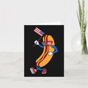 Hotdog Sungles American Flag Usa Funny 4th Of July Card
