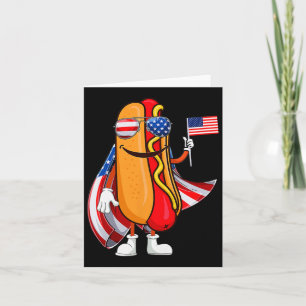 Hotdog Sungles American Flag Usa Funny 4th Of July Card
