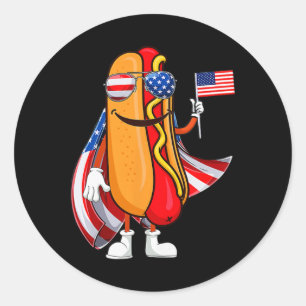 Hotdog Sungles American Flag Usa Funny 4th Of July Classic Round Sticker