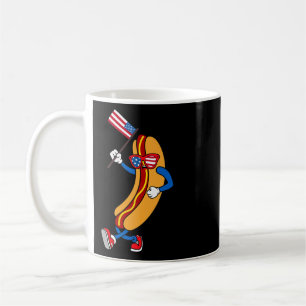 Hotdog Sungles American Flag Usa Funny 4th Of July Coffee Mug