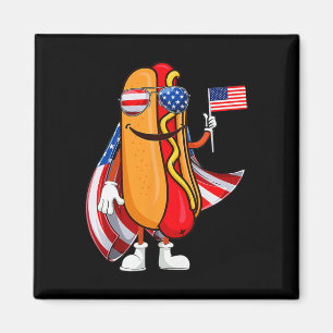 Hotdog Sungles American Flag Usa Funny 4th Of July Magnet