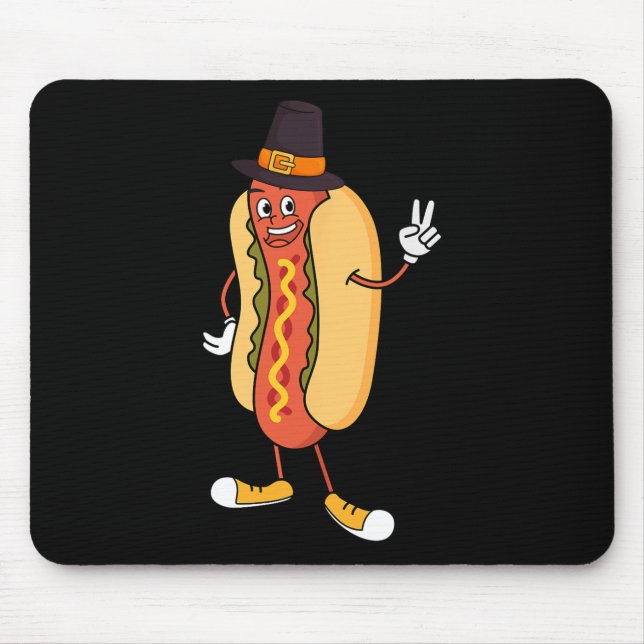 Hotdog Thanksgiving Day Funny Food Fall Autumn Foo Mouse Pad (Front)