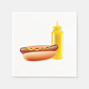 Hotdog With Mustard Bottle Paper Napkins