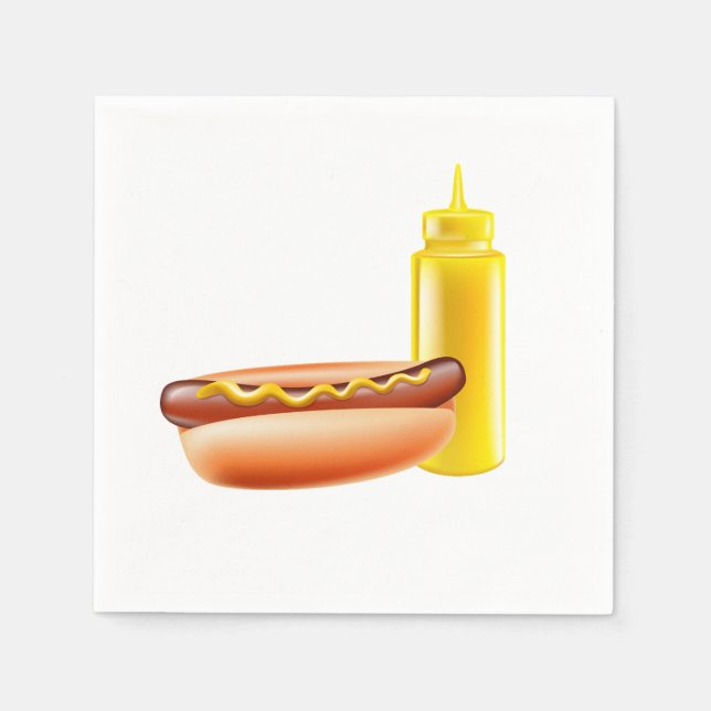 Hotdog With Mustard Bottle Paper Napkins (Front)