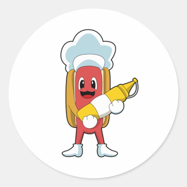Hotdog with Mustard Classic Round Sticker (Front)