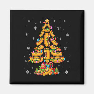 Hotdogs Christmas Tree Colourful Lights Funny Food Magnet
