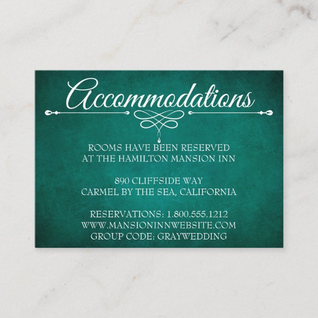 Hotel Accommodation Cards modern Dark Green (Front)