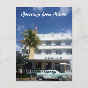 hotel car greetings postcard