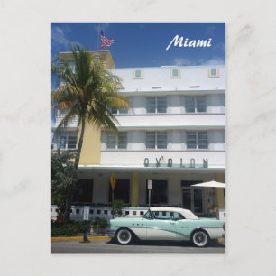 hotel car miami postcard