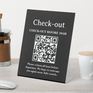 Hotel Check-Out QR Code Scan Pedestal Sign