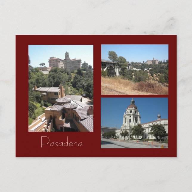 Hotel, City Hall,& Bridge Pasadena Photo Postcard (Front)