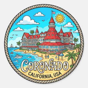 Hotel del Coronado, Coronado, San Diego County Classic Round Sticker