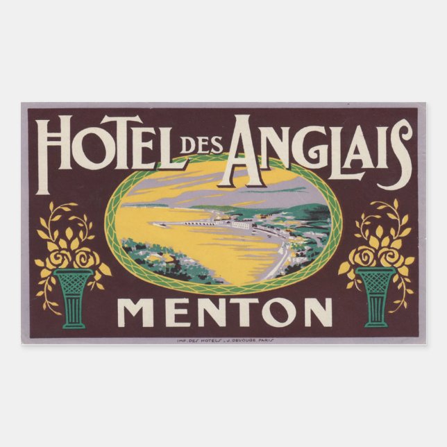 Hotel des Anglais (Menton France) Rectangular Sticker (Front)