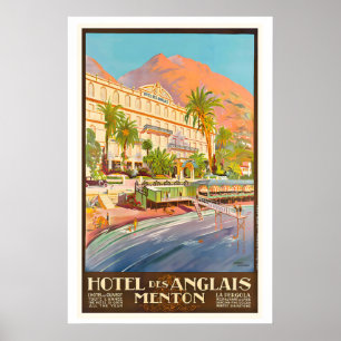 Hotel des Anglais Menton Vintage Travel Poster