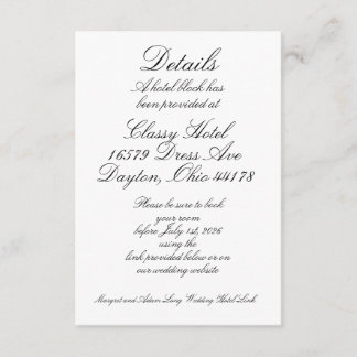 Hotel Details Enclosure Card