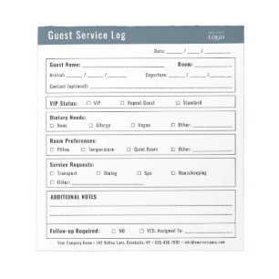 Hotel Guest Service Log Logo Minimalist  Notepad