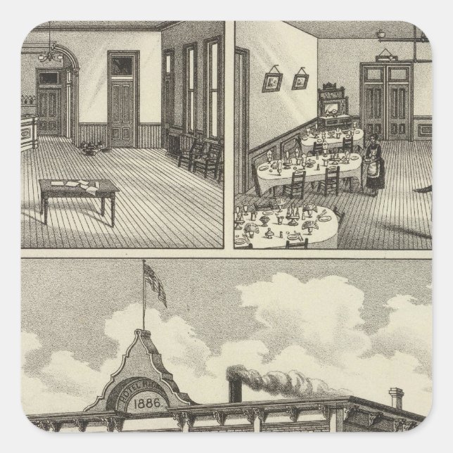Hotel Hicks, Stockton, Kansas Square Sticker (Front)