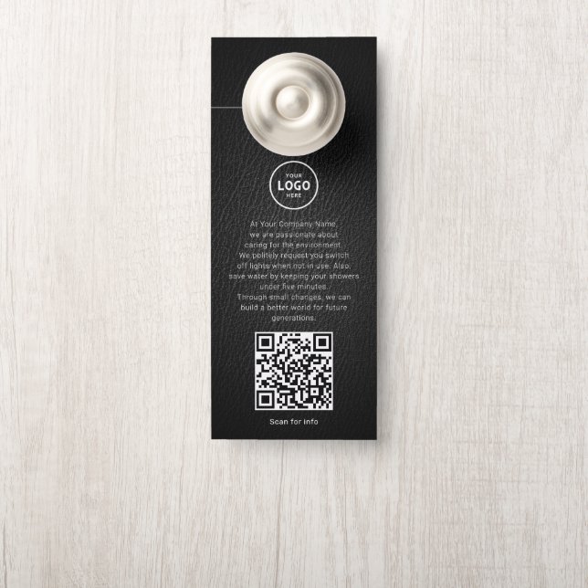 Hotel Logo QR Code Guest Information Door Hanger (On Knob)