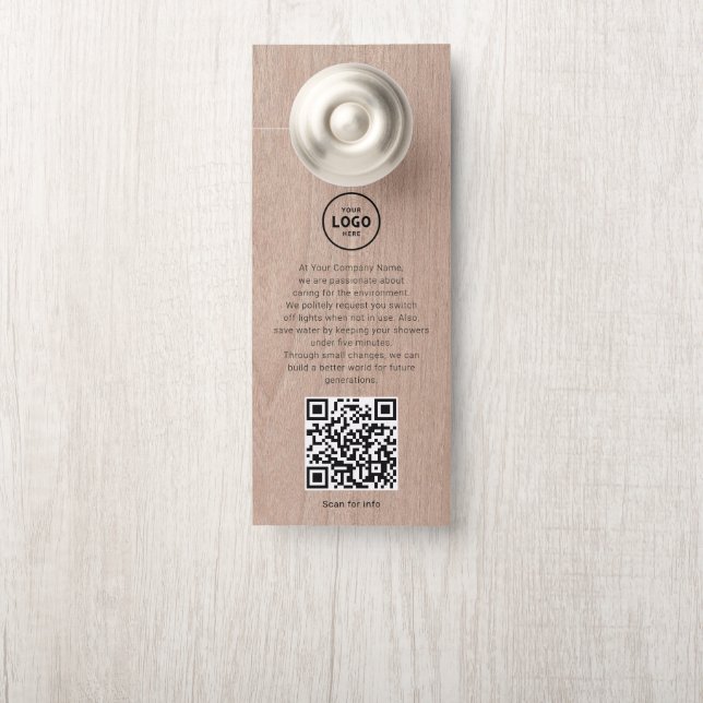 Hotel Logo QR Code Guest Information Door Hanger (On Knob)