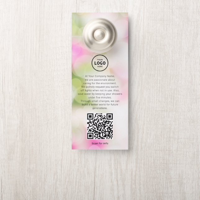 Hotel Logo QR Code Guest Information Door Hanger (On Knob)