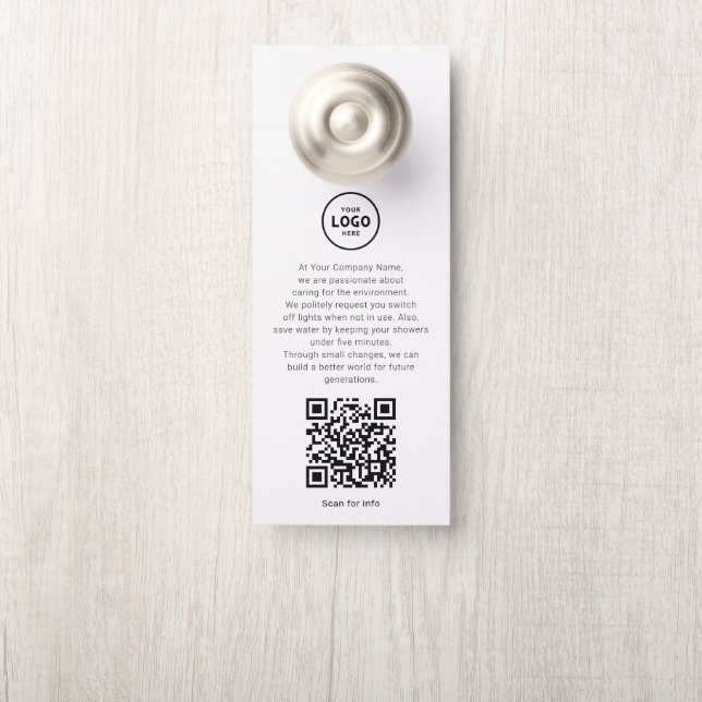 Hotel Logo QR Code Guest Information Door Hanger (On Knob)