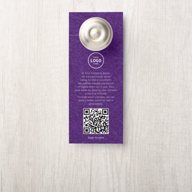 Hotel Logo QR Code Guest Information Door Hanger (On Knob)