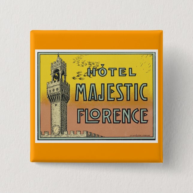 Hotel Majestic Florence 15 Cm Square Badge (Front)
