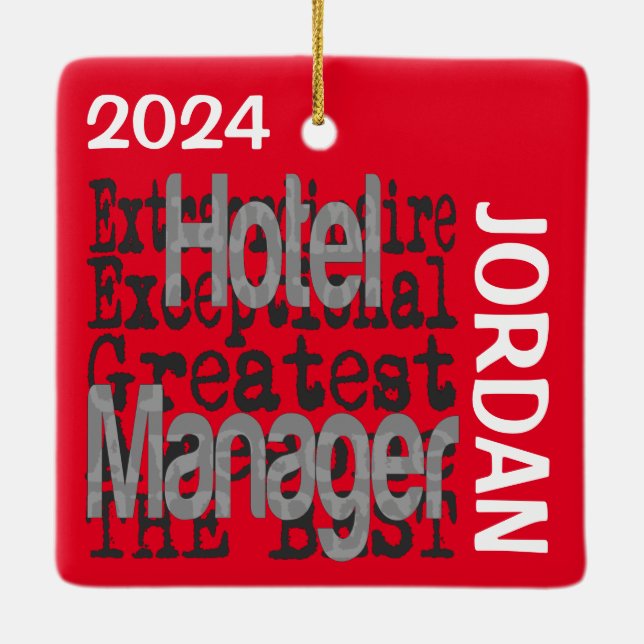 Hotel Manager Extraordinaire CUSTOM Ceramic Ornament (Back)