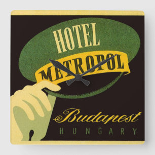 Hotel Metropol Budapest Hungary Bellhop Hat Square Wall Clock