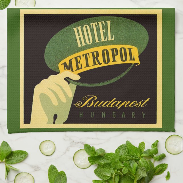 Hotel Metropol Budapest Hungary Bellhop Hat Tea Towel (Folded)